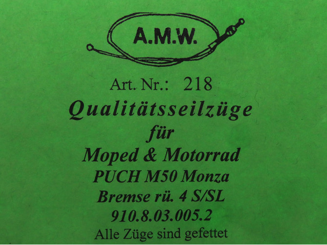Kabel Puch Monza 4S/SL remkabel achter A.M.W. product